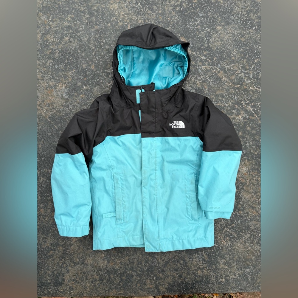 The North Face Aqua and Black Hooded Jacket